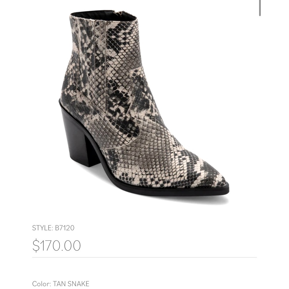 Blondo-waterproof- snakeskin booties. Size 8.